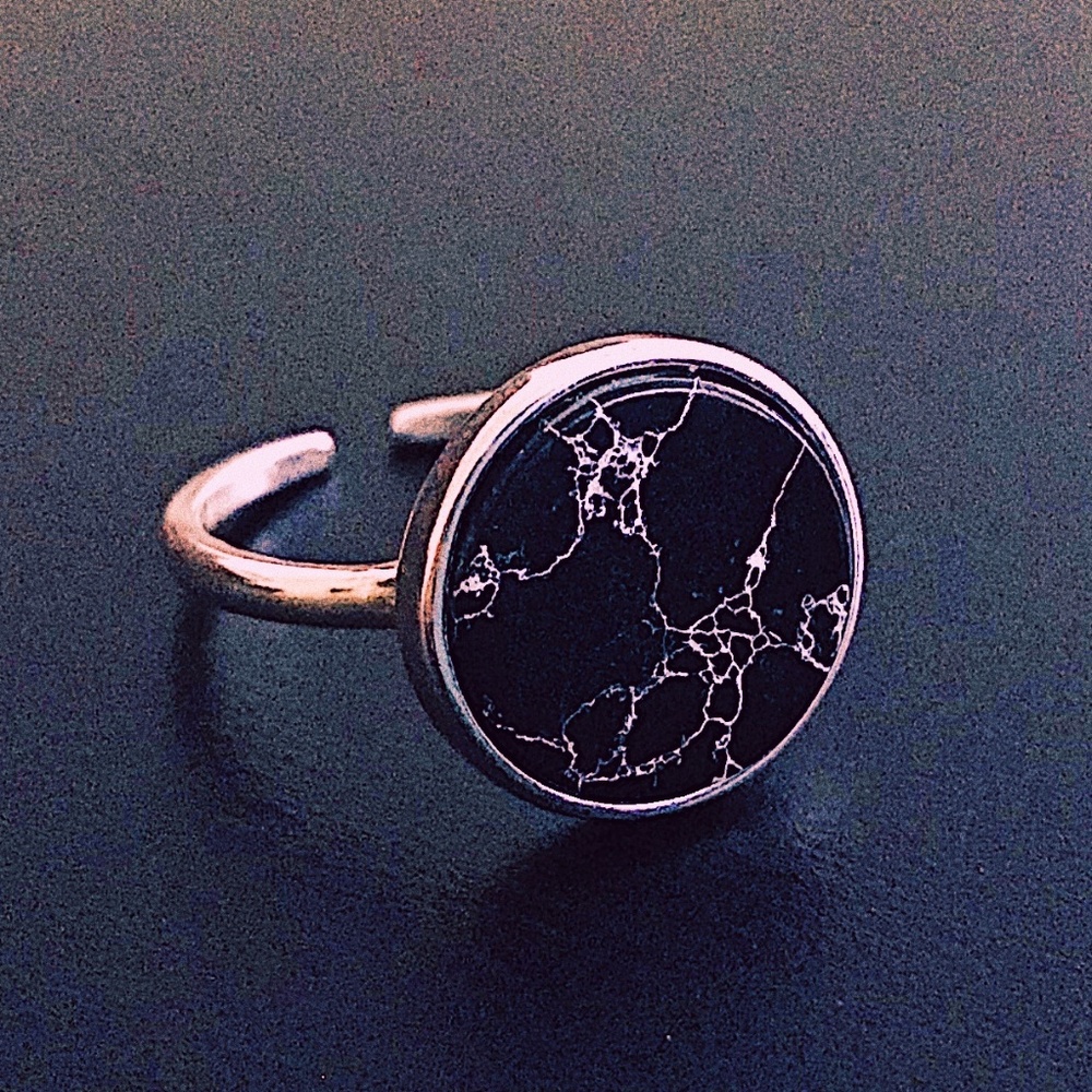 Black Marble Ring